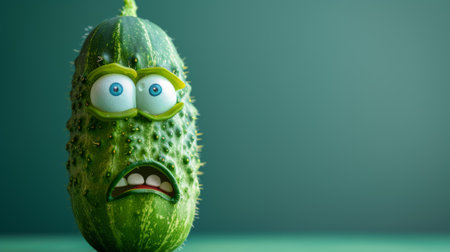 A green pickle with eyes and a mouth made of cucumbers, AIの素材