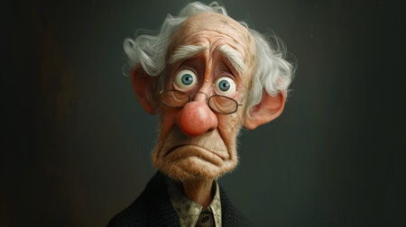An old man with a big nose and glasses, AIの素材