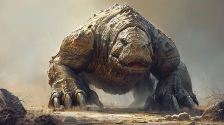 A large creature with a big mouth and claws on its feet, AIの素材