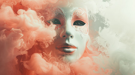A close up of a mask with smoke coming out from it, AIの素材