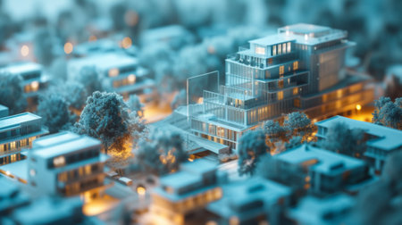 A miniature city with a lot of buildings and trees, AIの素材