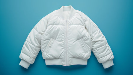 A white jacket on a blue background with no pockets, AIの素材