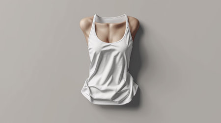 A white tank top on a mannequins head with no arms, AIの素材