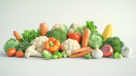 A group of vegetables are arranged in a pile on top of each other, AIの素材