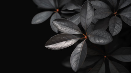 A close up of a black background with some leaves, AIの素材