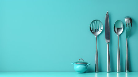 A group of silverware and a teapot on the counter, AIの素材