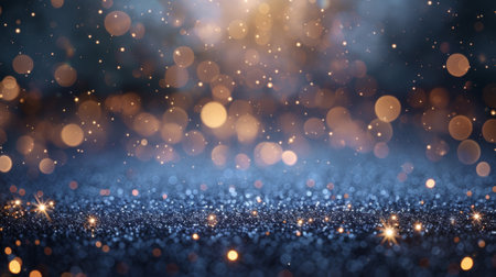 A blurry image of a blue and gold glittery background, AIの素材