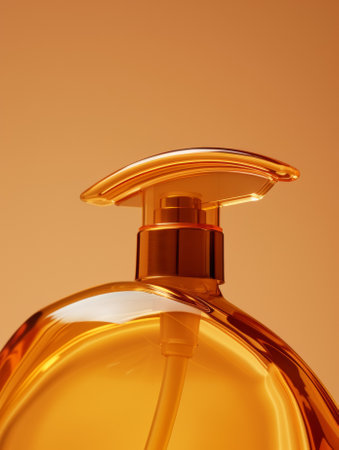 A close up of a bottle with an orange liquid inside, AIの素材