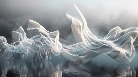 A digital art of a wave pattern in the water, AIの素材