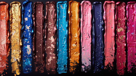 A row of colorful paint brushes with different colors on them, AIの素材