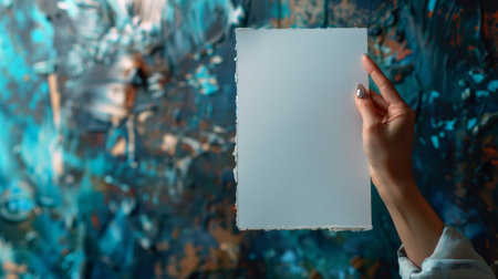 A person holding a piece of paper in their hand, AIの素材