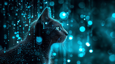 A close up of a cat looking at something in the distance, AIの素材