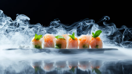 A plate of food with a bunch of smoke coming out, AIの素材