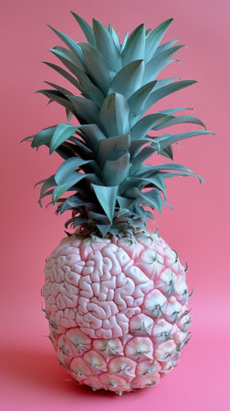 A pineapple with a brain shape on top of it, AIの素材