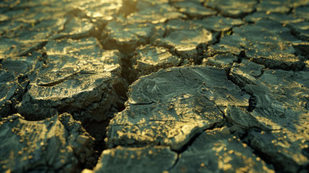 A close up of a cracked and dry dirt surface, AIの素材