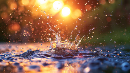 A close up of a water droplet splashing into the air, AIの素材