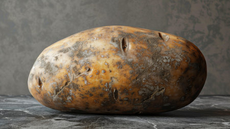 An old potato that is on a table with dirt all over it, AIの素材