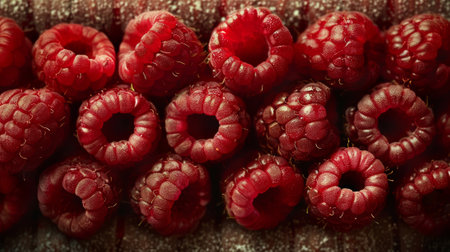 A close up of a bunch of raspberries on top of each other, AIの素材