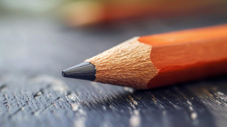A close up of a pencil with the tip pointing down, AIの素材