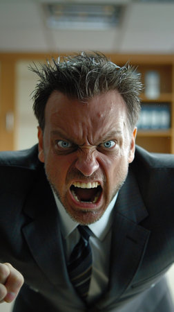 A man in a suit and tie with his fist raised, AIの素材