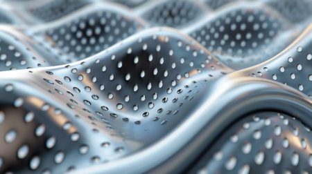 A close up of a metal surface with holes in it, AIの素材