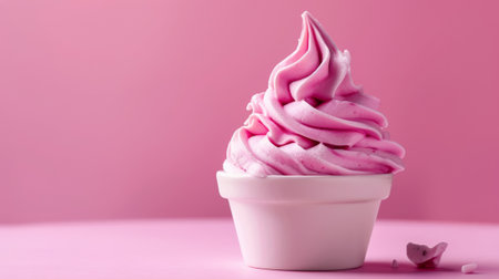 A cup of pink ice cream with a swirl on top, AIの素材