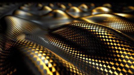 A close up of a black and gold patterned fabric, AIの素材