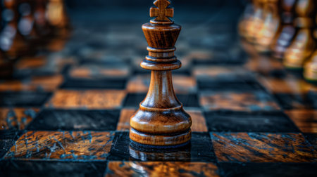 A chess piece is standing on a checkered board, AIの素材