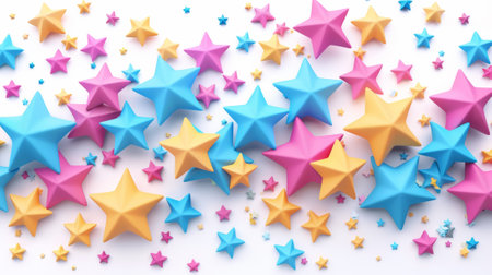A bunch of colorful stars are arranged in a pattern, AIの素材