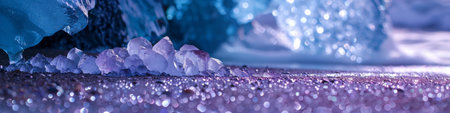 A close up of a bunch of crystals sitting on the ground, AIの素材