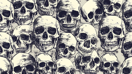 A large number of skulls are shown in a pattern, AIの素材