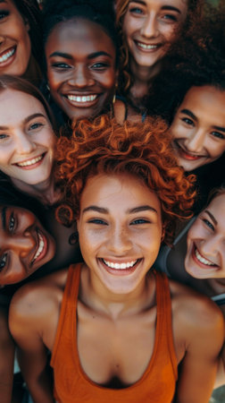 A group of women are smiling and looking at the camera, AIの素材