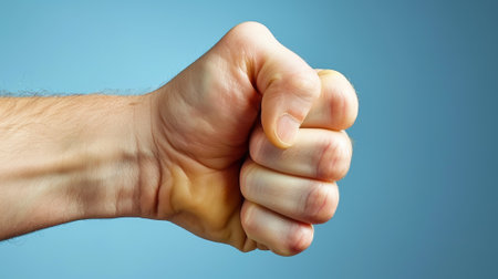A close up of a mans hand with his fist clenched, AIの素材