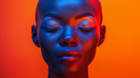 A close up of a womans face with her eyes closed, AIの素材