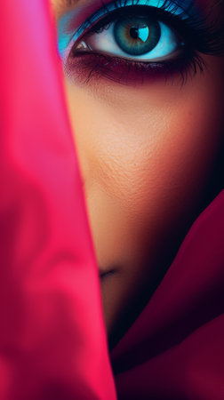 A close up of a woman with bright blue eyes and red hair, AIの素材
