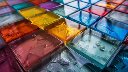 A close up of a colorful glass tile mosaic with many colors, AIの素材