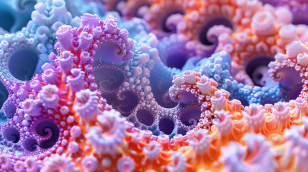 A close up of a colorful coral reef with many different colors, AIの素材