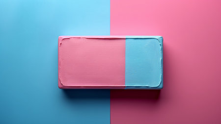 A square of soap on a pink and blue background, AIの素材