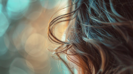 A close up of a womans hair with blurry background, AIの素材