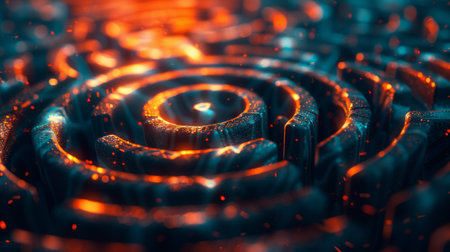 A close up of a spiral design with fire and smoke, AIの素材