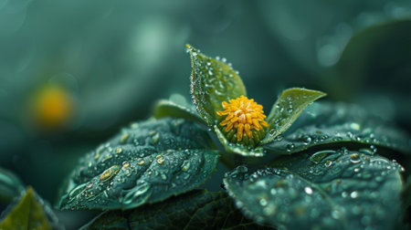 A close up of a flower with water droplets on it, AIの素材