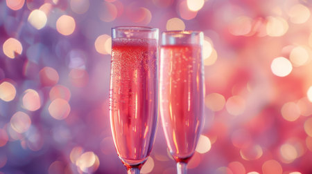 Two glasses of pink liquid are sitting on a table, AIの素材