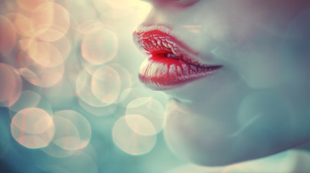 A close up of a womans lips with some blurry bokeh, AIの素材