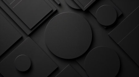 A black background with circles and squares on it, AIの素材