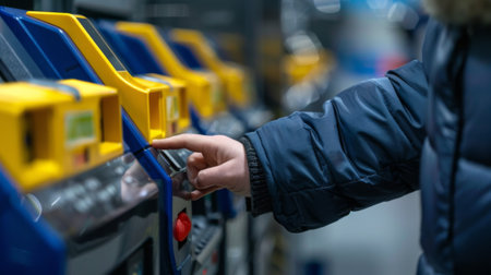 A person is touching a machine with their finger, AIの素材