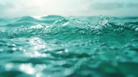 A close up of a wave crashing into the ocean, AIの素材
