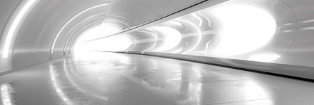A long white tunnel with a light at the end, AIの素材