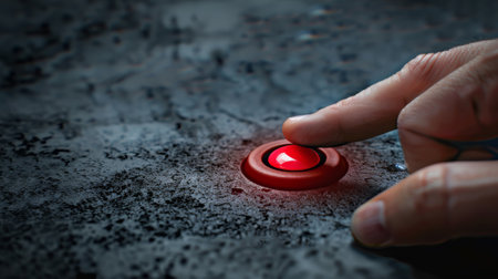 A hand pressing a red button on the side of an object, AIの素材