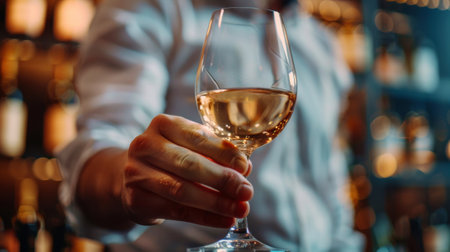 A man holding a glass of wine in front of him, AIの素材