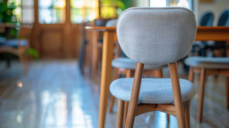 A close up of a chair in the middle of an empty room, AIの素材